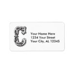 Lettre faite sur commande C de monogramme d'étique Étiquette D’adresse