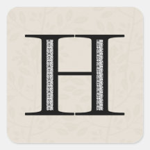 Lettre H - noir de damassé Autocollants Carrés