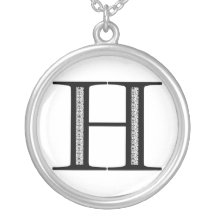 Lettre H - noir de damassé Pendentif Personnalisé