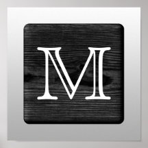 Lettre imprimée de motif et de coutume. Noir et bl Posters