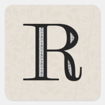 Lettre R - noir de damassé Autocollants