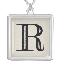 Lettre R - noir de damassé Bijouterie