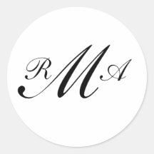 Lettres de Seal_Three d'invitation de monogramme Autocollant Rond
