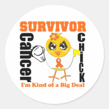 Leukaemia Cancer Survivor Chick Ribbon Round Sticker