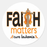 Leukaemia Faith Matters Cross 1 Round Sticker