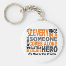 Leukaemia HERO COMES ALONG 1 Mom Key Chains