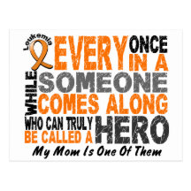 Leukaemia HERO COMES ALONG 1 Mom Post Card