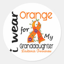 Leukaemia I Wear Orange For My Granddaughter 43 Round Sticker