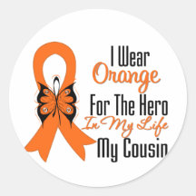 Leukaemia Orange Ribbon Hero My Cousin Sticker