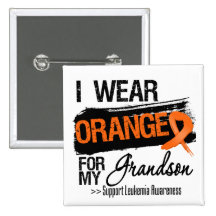 Leukaemia Ribbon For My Grandson Pinback Buttons