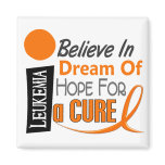 Leukemia Awareness BELIEVE DREAM HOPE Refrigerator Magnet