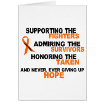 LEUKEMIA Supporting Admiring Honouring 3 Card