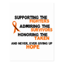 LEUKEMIA Supporting Admiring Honouring 3 Post Cards