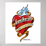 Leukemia Tattoo Heart Posters