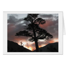 Lever de soleil de lac peak de fenêtre carte de vœux