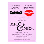 Lèvres modernes M. et Mme Save de moustache la dat Invitations Personnalisées