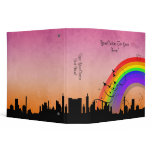 Lg Skyline Pink Rainbow Binder