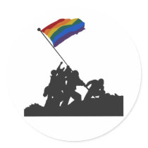LGBT Iwo Jima Round Stickers