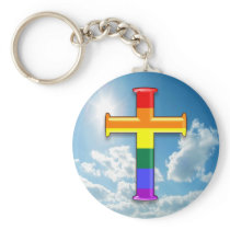 LGBT Pride Cross Key Chain