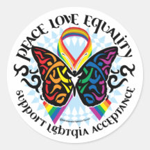 LGBTQIA Butterfly Tribal Round Stickers