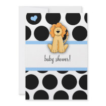 LGC | Polka Dotted Lion Baby Shower Personalized Announcement