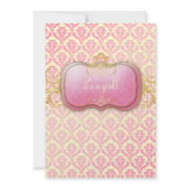 LGC | Posh Pink Baby Girl_Lemon Cream Personalized Announcement