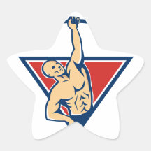 L'haltère de levage de haltérophile pèse rétro stickers en étoile