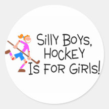 L'hockey idiot de garçons est pour des filles autocollant