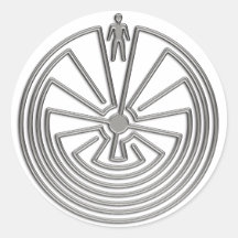 L'homme dans le labyrinthe - argent autocollant rond