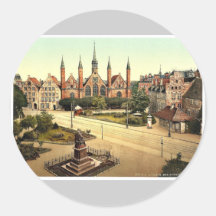 L'hôpital, classique Photochrom de Lübeck, Allemag Autocollants