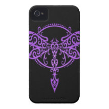 Libellule tribale, pourpre et noir étui iPhone 4