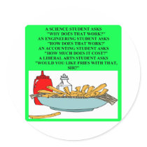 liberal arts science fast food joke round stickers