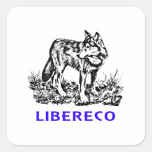 Libereco (Freedom, Freiheit) - Lupo en naturo Quadrataufkleber