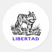 Libertad - Lobo en la naturaleza Runder Sticker