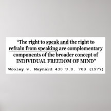 Liberté de parole Wooley v Maynard les 430 USA 703 Posters