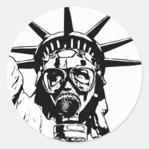 LIBERTY with Gas Mask Round Stickers
