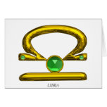 LIBRA  Green Emerald & Gold Zodiac Birthday Card