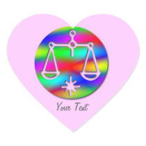 Libra Rainbow Scales Zodiac Star Sign Pink Heart