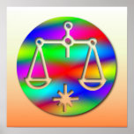 Libra Rainbow Scales Zodiac Star Sign Poster