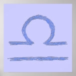 Libra. Zodiac Astrological Sign. Blue. Posters