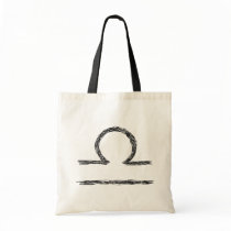 Libra. Zodiac Astrology Sign. Black. Canvas Bag