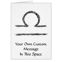 Libra. Zodiac Astrology Sign. Black. Greeting Card