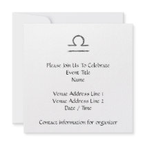Libra. Zodiac Astrology Sign. Black. Personalized Invite
