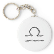 Libra. Zodiac Astrology Sign. Black. Key Chain