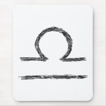 Libra. Zodiac Astrology Sign. Black. Mousepad
