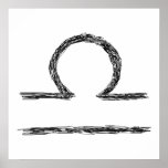 Libra. Zodiac Astrology Sign. Black. Print