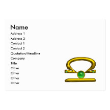 LIBRA  ZODIAC JEWEL ,Green Emerald and Gold ,White Business Card Template