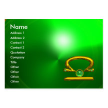 LIBRA  ZODIAC JEWEL Green Emerald & Gold Business Card Template