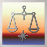 Libra Zodiac Star Sign Orange Sunrise Sunset Posters