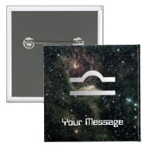 Libra Zodiac Star Sign Universe Badge Name Tag Buttons